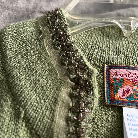Vintage April Cornell Pistachio Green Cardigan - Picture 2 of 5